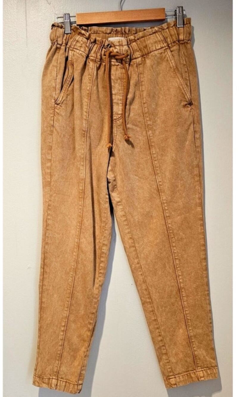 Loft Made And Loved  Fluid Pull On Cargo Pants Tan Wash Womens Sz S